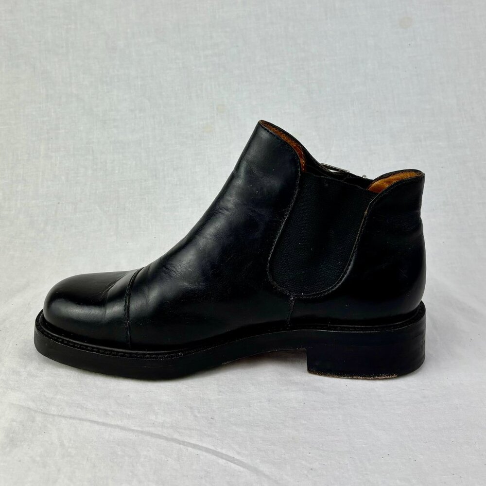 Black Leather Ankle Boots with Buckle Detail - Picture 4 of 11